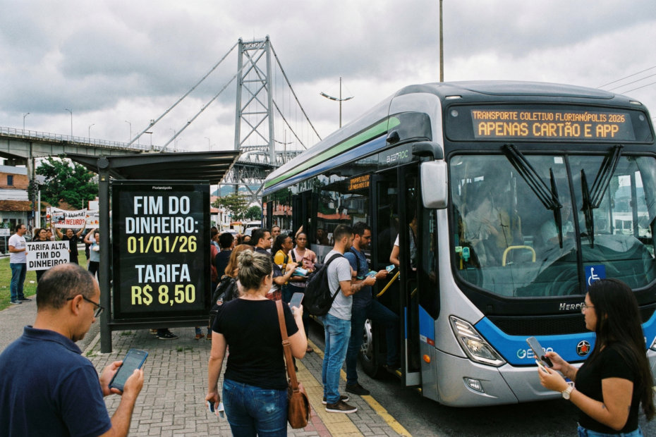 Transporte coletivo de Florianópolis em 2026: fim do pagamento em dinheiro e aumento da tarifa